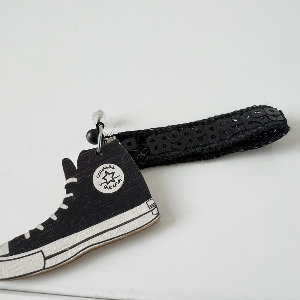 Black Converse Sneaker Drop Down Single Stud Earr… - image 2